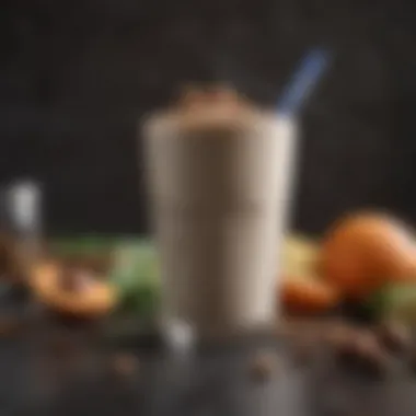 Fueling Recovery with Keto-Friendly Protein Shake A close-up of a keto-friendly protein shake with ingredients