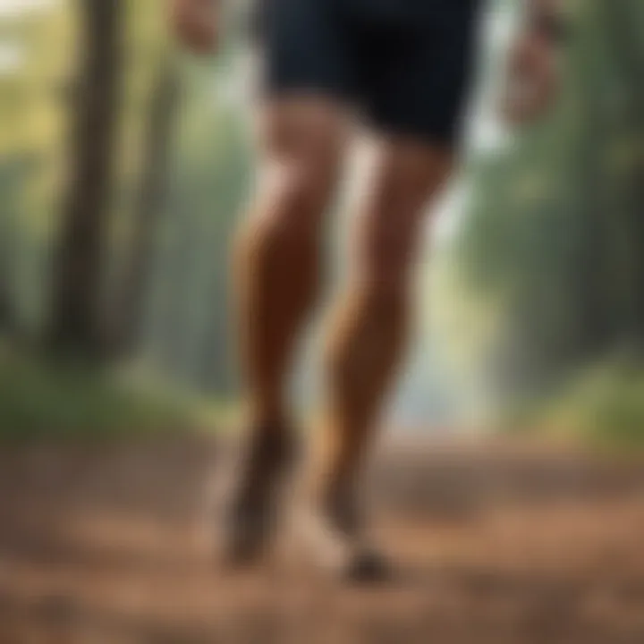 Athlete wearing copper compression socks during a run
