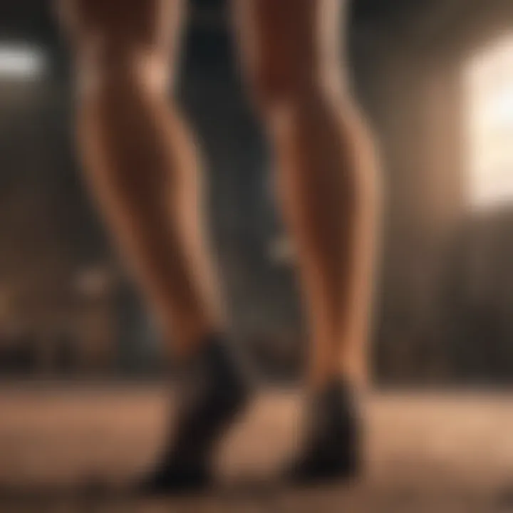 A close-up of compression socks demonstrating enhanced circulation