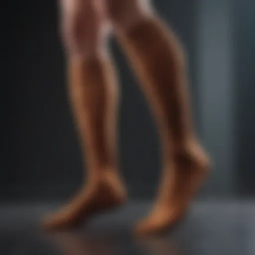 The intricate weave of copper fibers in compression socks