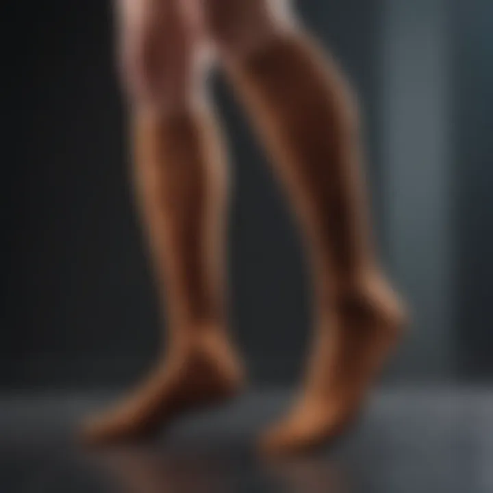 The intricate weave of copper fibers in compression socks