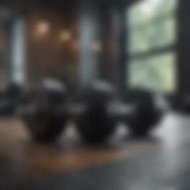 Aesthetic appeal of adjustable dumbbells in a modern home gym setting.