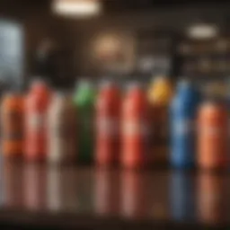 A vibrant array of protein drinks on a table