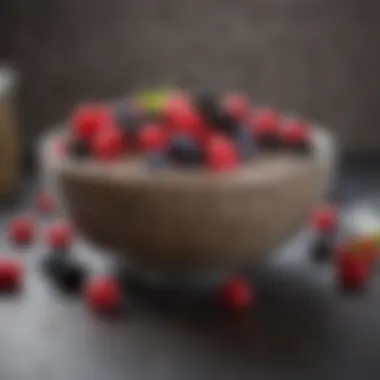 A visually appealing bowl of chia seeds and berries, rich in fiber content