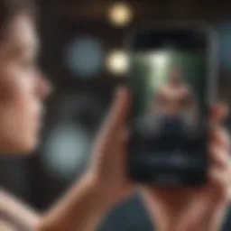 User engaging with a fitness app interface on iPhone