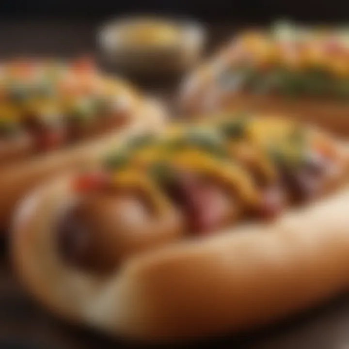 A variety of hot dogs featuring different ingredients and toppings