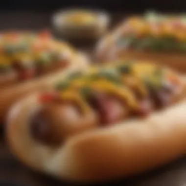 Variety of Healthy Hot Dog Options A variety of hot dogs featuring different ingredients and toppings