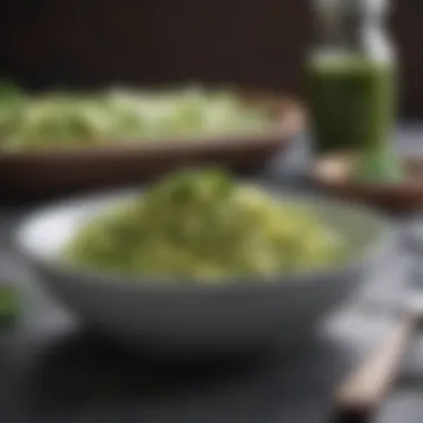 Zucchini Noodles with Pesto A delicious bowl of zucchini noodles topped with pesto