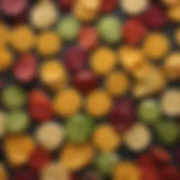 An array of colorful nutritious chips made from vegetables and legumes