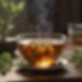 Aromatic herbal tea in a ceramic cup