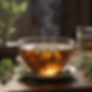Aromatic herbal tea in a ceramic cup