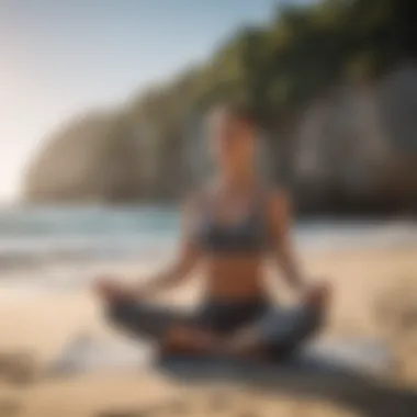 Relaxing yoga pose on a serene beach