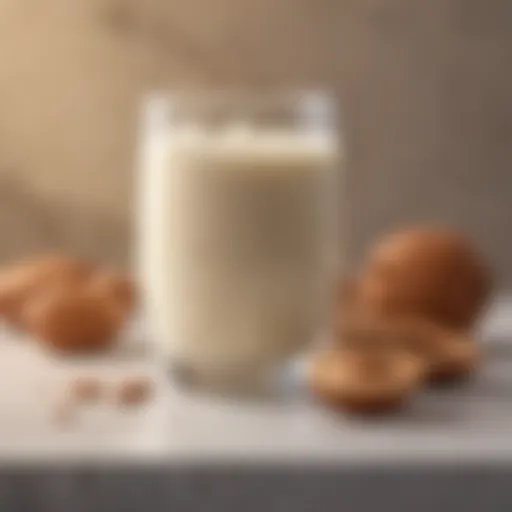 Creamy almond milk in a glass