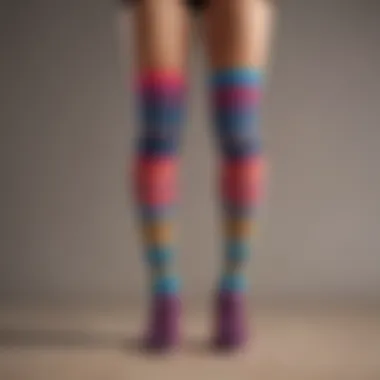 Thigh high socks in various colors displayed elegantly