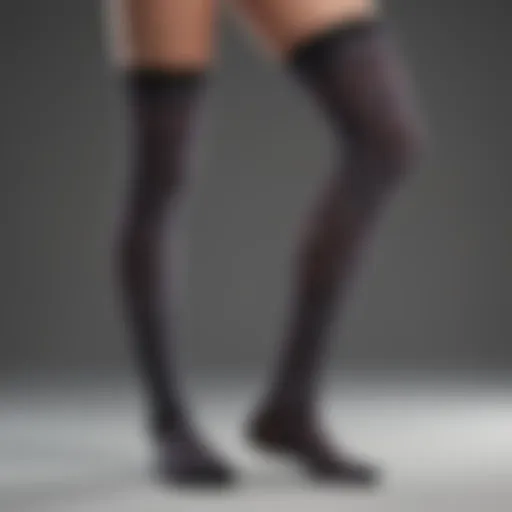 Close-up view of Lululemon thigh high socks showcasing intricate design