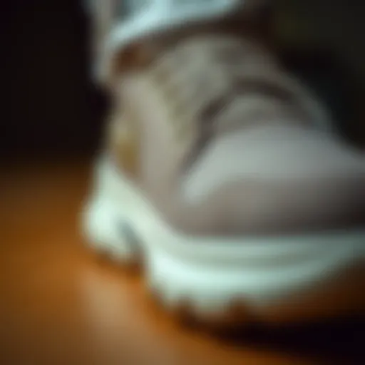 Close-up of a stylish, comfortable shoe showcasing its cushioned interior.
