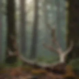 Close-up of deer antlers in a natural setting