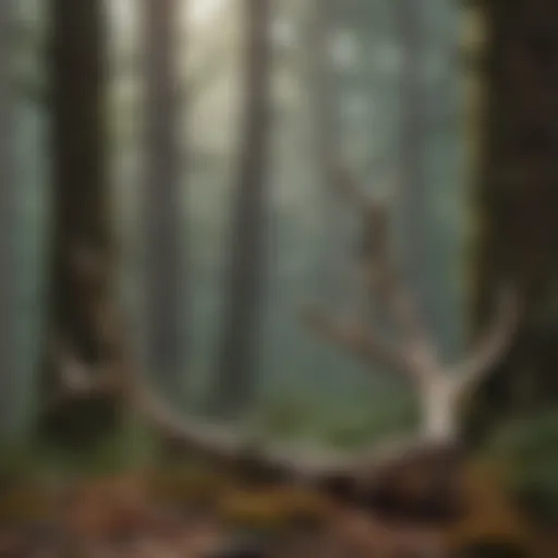 Close-up of deer antlers in a natural setting