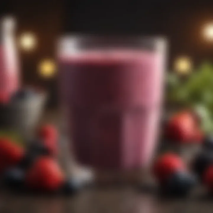 A close-up of a nutrient-dense berry smoothie with chia seeds