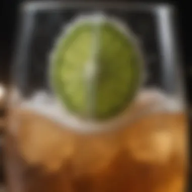 Close-up of a refreshing low-cal IPA in a glass with condensation