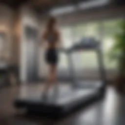 A sleek treadmill showcasing advanced technology features