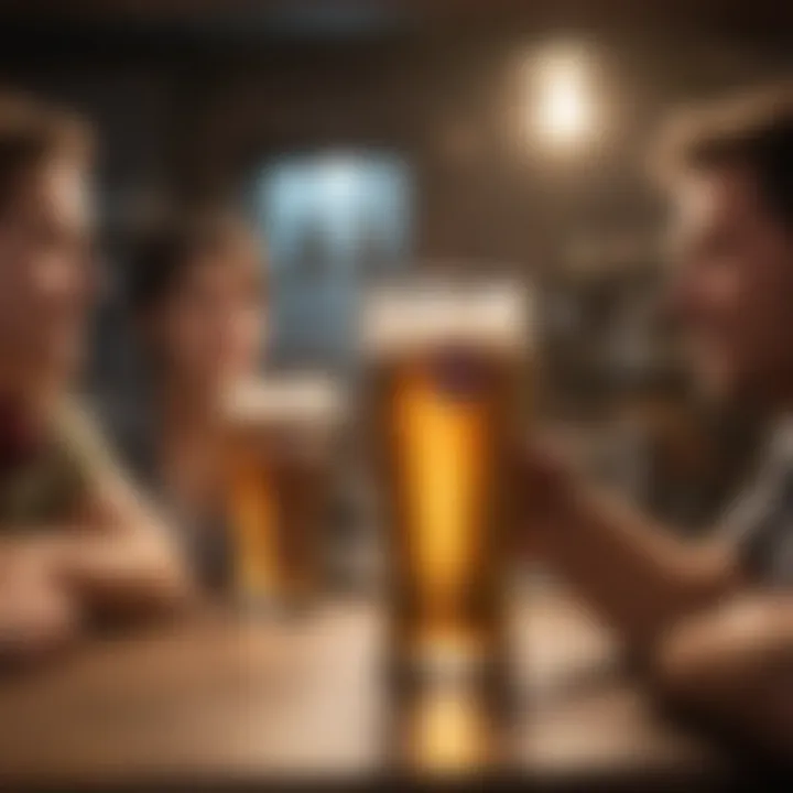 A cheerful gathering of friends enjoying beers together in a cozy setting.