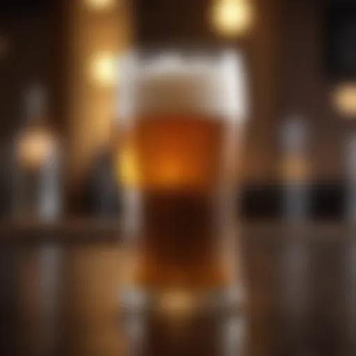 A glass of beer with a rich golden hue, showcasing its vibrant color and foam.