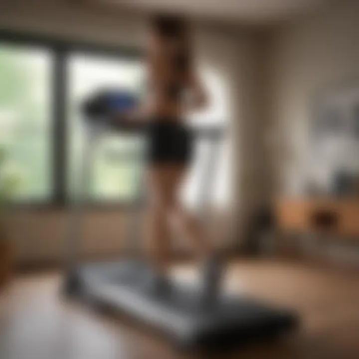 Compact treadmill designed for home fitness enthusiasts with space-saving features