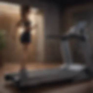 User interacting with a smart treadmill equipped with connectivity features