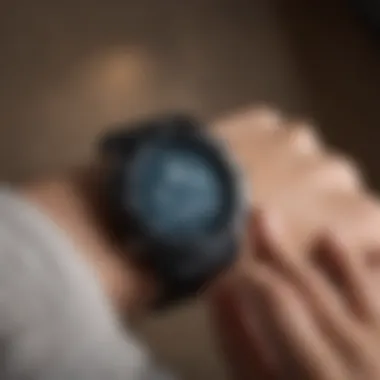 User interacting with a health tracker watch for personal wellness