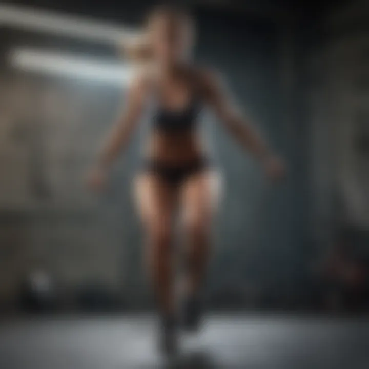 An individual performing advanced jump rope techniques to enhance workout intensity.