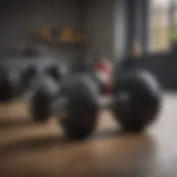 Variety of dumbbells arranged aesthetically