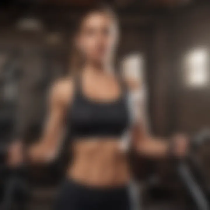 Female athlete using waist trainer during workout