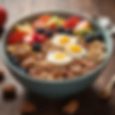 Healthy breakfast with fruits and nuts in a bowl