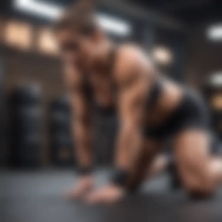 Focused individual engaging in fat-burning calisthenics routine