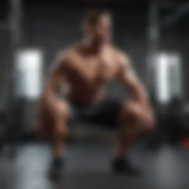 Focused man doing bodyweight squats with perfect form