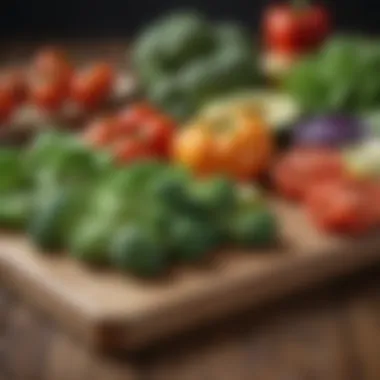 Fresh organic vegetables on a cutting board