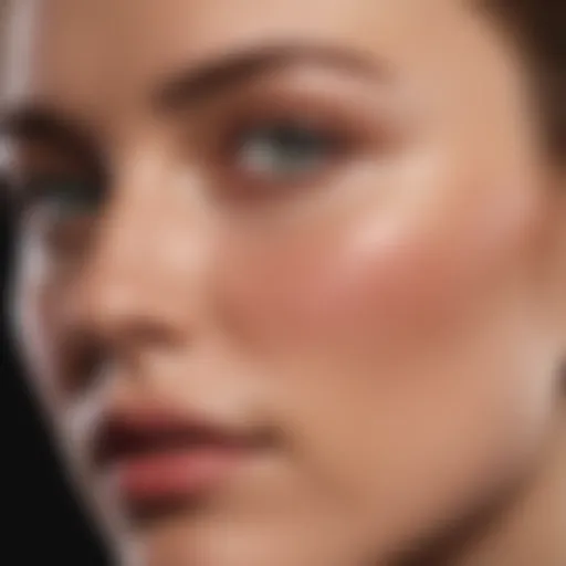 A close-up of Frownies on a model's face highlighting facial aesthetics