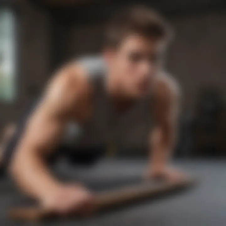 Teenage guy performing planks for core stability