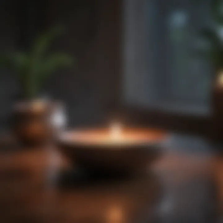 A peaceful meditation scene with soft candlelight