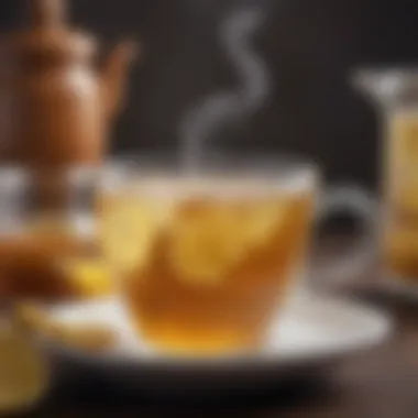 Warm cup of ginger tea with steam