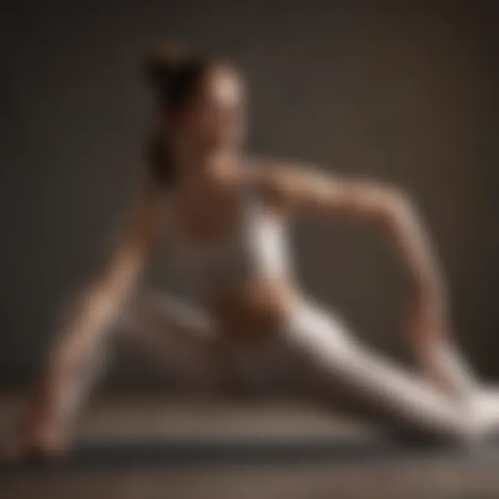 Close-up of a person demonstrating a yoga stretch with graceful movement