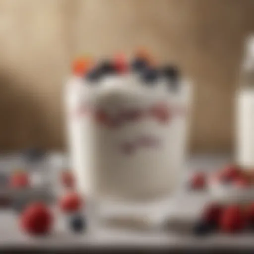 Spoonful of creamy Greek yogurt with fresh berries