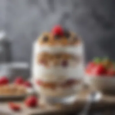 Nutrient-Packed Yogurt Parfait Greek yogurt parfait with granola and honey drizzle