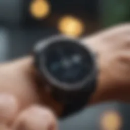 Wearable health tracker displaying fitness metrics