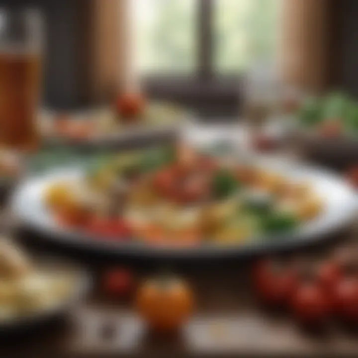 Healthy meal with variety of colorful vegetables