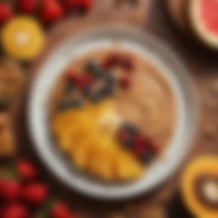 A plate filled with colorful fruits and a dollop of nut butter, emphasizing natural sweetness and healthy fats.