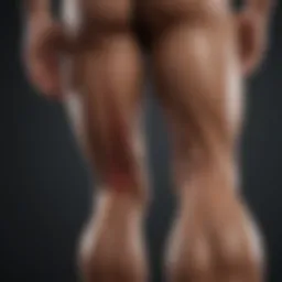 Athlete's legs with highlighted hamstring muscles