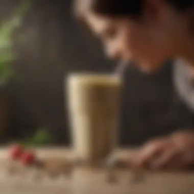 A person enjoying a smoothie infused with seeds