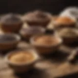 A variety of seeds in wooden bowls on a rustic table